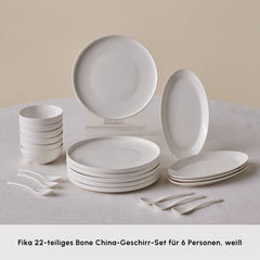 Karaca Forever Fika - New Bone Ontbijtset 22-delig - 6 Personen - Borden. Jampotten. Lepels en Schalen