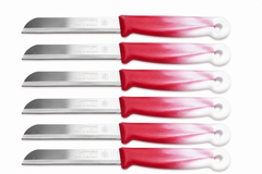 Solingen - Gekartelde Schilmesjes – RVS Groentemessen – Made in Germany – Set van 6 - Rood/Wit