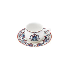 Karaca Nakkaş 6lı Nakkash Turkse Koffie Kopjes Set Voor 6 Personen. 12 TLG. 90 ml. 6X Espresso Kopje en 6X Schotel. Mokka Kopjes. Porselein Espresso Kopjes Set. Koffie Kopjes met Schotel-Espresso Set