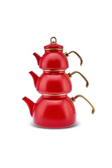 karaca Retro - Rode 3D Theepot - Emaille - 2300 ml