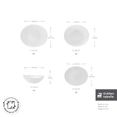 Karaca White Pure Opal Glazen Serviesset – 24-Delig – 6 Personen – Wit – Modern & Duurzaam Design
