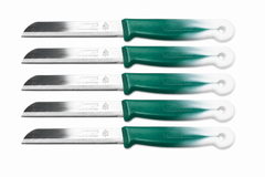 Solingen - Groente- en Schilmes - Groen/Wit – Gekarteld RVS Mes – Set van 6 - Made in Germany