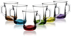 LAV Coral Zen+ - Theeglazen met Oor – Set van 6 - 225 ml - Gekleurd Glas