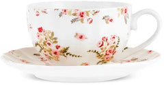Karaca Blossom - Theekoppen met Schotels – 12-delig – 6 Personen – 220 ml – Bone Porselein