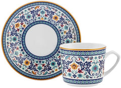 Karaca Beylerbeyi - 12-delige Porseleinen Turkse Koffiekopjes Set - 6 Persoons - 80 ml