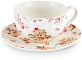 Karaca Blossom - Theekoppen met Schotels – 12-delig – 6 Personen – 220 ml – Bone Porselein