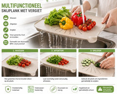 Sunplast SC-338 - Snijplank met Vergiet – Multifunctionele Keuken Snijplank voor Groenten & Fruit – BPA-vrij
