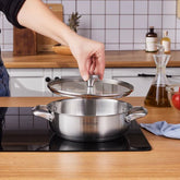 Karaca Elite – Roestvrijstaal – Lage Kookpan met Deksel – 22 cm – Zilver