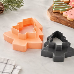 Sunbakery PD-3305 - Kerstboom Koekjesvorm Set – Koekjes Uitsteker – Set van 2 – Peach & Antraciet