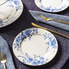 Karaca Delft - New Bone Serveerset – 8-delig – 6 Personen – Etagère & Dessertborden – Blauw