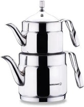 Korkmaz Nostaljia Maxi – Turkse Theepotset – 1,2 L + 2,2 L – 18/10 RVS – Zilver