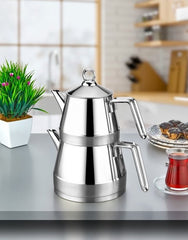 Polochef VAC-103 Venedik Grote RVS Theepot – 18/10 Roestvrij Staal – 2 Delig – Zilver