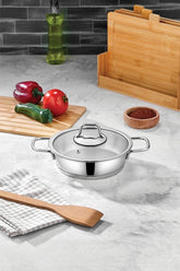 PoloChef PKS-118 - RVS Sahan 18 cm – Roestvrijstalen Koekenpan – Turkse Sauspan – Inductie Geschikt – Zilver