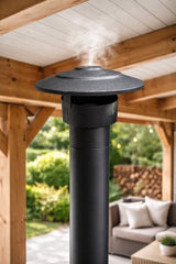 Regenkap voor Kachelpijp - Ø130 mm – Zwart Staal – Met Rookafvoerbescherming