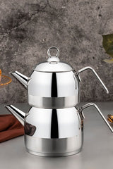 Polochef OPC-102 - Optimal Grote RVS Theepot – 18/10 Roestvrij Staal – Grote Capaciteit – Inductie Geschikt – Zilverkleurige Handgrepen
