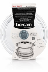 Borcam 590220 - Multisize Glazen Deksel – Universeel 3-in-1 Deksel – 18, 20 & 22 cm – Hittebestendig