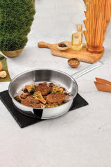 Polochef PCT-128 - Koekenpan 28 cm – Roestvrij Staal – Inductie Geschikt – Extra Grote RVS Bakpan – Zilver