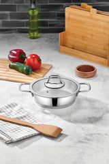 PoloChef Proline - RVS Sahan 16 cm – Roestvrijstalen Koekenpan – Turkse Sauspan – Inductie Geschikt – Zilver