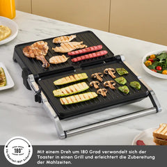 Karaca Inox Toastmate - Contactgrill & Tosti Apparaat – 2000W – 6 Sneetjes – 180° Grillfunctie – RVS