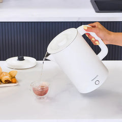 Homend Heatrow Cooltouch - Waterkoker 1.7L – 2200W – Dubbelwandig – Cool Touch – Stil Koken – RVS – Wit