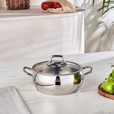 Karaca Emirgan - Roestvrijstalen Pan met Deksel - 20cm - Zilver