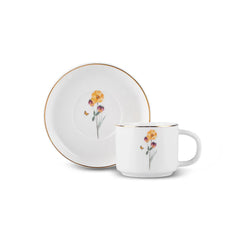 Karaca Valencia Koffiekopjesset 12-delig - 6 Personen - 80 ml - Espresso & Turkse Koffie - Kopjes met Schotels