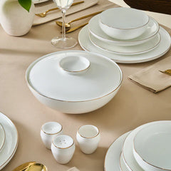 Karaca Meridian - 55-Delig Servies – 12 Persoons – Fine Bone Serviesset – Goud – Dinerborden Dessertborden Kommen