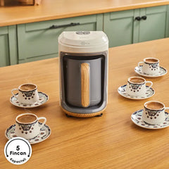 Karaca Hatır Hups - Melkopschuimende Turkse Koffiemachine – Wood Craft – 5 Kopjes – 535W