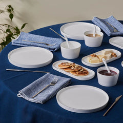 Karaca Forever Bomo - New Bone Ontbijtset 22-delig - 6 Personen - Wit met Platina Rand - Borden. Kommen en Schalen
