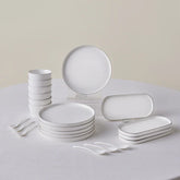 Karaca Forever Bomo - New Bone Ontbijtset 22-delig - 6 Personen - Wit met Platina Rand - Borden. Kommen en Schalen