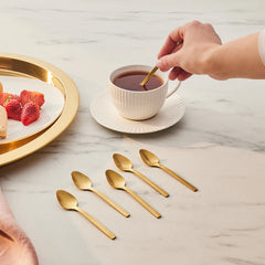 Karaca Sedir - Theelepel Goud – 6 Delig – 304 RVS – Luxe Gouden Theelepels – Premium Design
