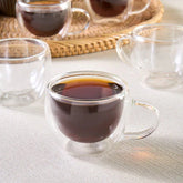Karaca Olivia 6-delige Dubbelwandige Espresso- en Turkse Koffiekopjesset – 80 ml – Transparant