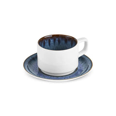 Karaca Sotra 12-delige Theekop en Schotel Set voor 6 Personen – 225 ml – Reactive Glaze – Keramiek – Multicolor – Vaatwasserbestendig