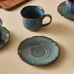 Karaca Bryggen 12-delige Theekop en Schotel Set voor 6 Personen – 250 ml – Reactive Glaze – Keramiek – Multicolor – Vaatwasserbestendig