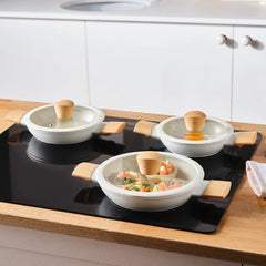 Karaca Swiss Crystal Almond Cream - 6-delige Braadpannenset – Keramische Coating – PFAS/PFOA-vrij – Inductie