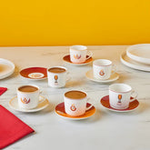 Karaca x Galatasaray - Türkisches Kaffeebecher-Set – 12-teilig – 6 Personen – 80 ml – Porzellan – Offiziell lizenziert