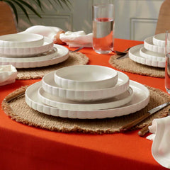 Karaca Stream Pumpkin - New Bone Serviesset – 24-delig – 6 Personen – Wit – Dinerborden. Pastaborden & Kommen – Vaatwasserbestendig