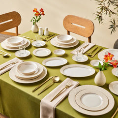 Karaca Elegance Alessa - Service de table et vaisselle de 60 pièces pour 8 personnes – Blanc/Or – Vaisselle de luxe New Bone