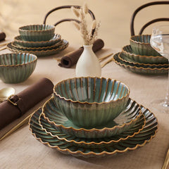 Karaca Cora Reactive - Serviesset 24 Delig – 6 Personen – Stoneware – Reactive Glaze – Dinerset met Kommen