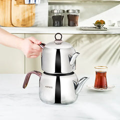 Karaca Manes - RVS Theepot - met Rosegouden Handvatten - 1200 ml