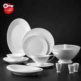Jumbo Moon Platin - Serviesset 64-delig – 12 Personen – Wit/Zilver – Luxe New Bone Dinerservies met Schalen en Soepterrine