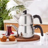 Karaca Belinay - Theepot RVS – 2.6 Liter – Inductie Geschikt – Zilver/Zwart – Vaatwasserbestendig