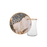 Karaca Aris – Elegante Turkse Theeglazenset – Multikleuren – Set van 6 – 12-Delig