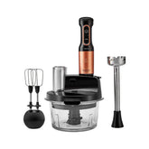 Karaca Mastermaid Prosteel - Keukenrobot 2500W – Glazen Hakmolen 1.5L – Staafmixer. Smoothiebeker. Garde. Rasp & Snijschijven – Zwart/Koper