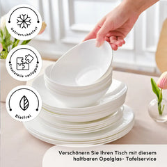 Karaca White Pure Opal Glazen Serviesset – 24-Delig – 6 Personen – Wit – Modern & Duurzaam Design