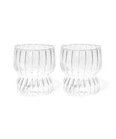 Ekselans - Geribbelde Stripe Curve Waterglazen - Set van 2 - 310 ml - Borosilicaatglas