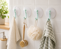 Sunplast SF-854 - 4-delige Transparante Zuignaphaak Set – Zelfklevende Wandhaken – Voor Badkamer & Keuken