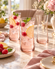 Pasabahce Hyebeli - Roze Longdrinkglazen - Set van 3 - 345 ml