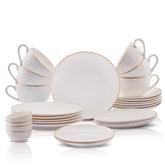 Karaca Marcelo 26-delige Ontbijtset voor 6 Personen – Wit met Goud – New Generation Bone
