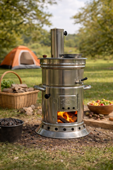 Metalen Semaver - Buiten Waterkoker – Metalen Houtgestookte Samovar voor Camping en Tuin